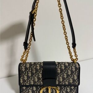 Dior Monogram Black and Gold Shoulder Bag